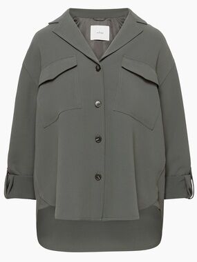 Wilfred Cardero Sz S Grey Crepe Button-Up Utility Shirt Like New